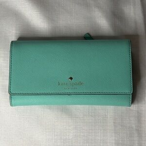 Kate Spade Long Leather Turquoise Wallet GUC
